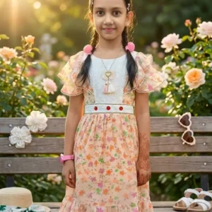 Girls Premium Floral Printed Long Dress