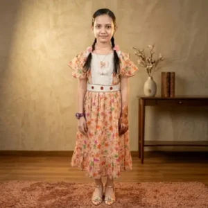 Girls Premium Floral Printed Long Dress