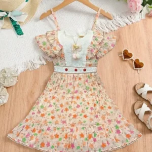 Girls Premium Floral Printed Long Dress